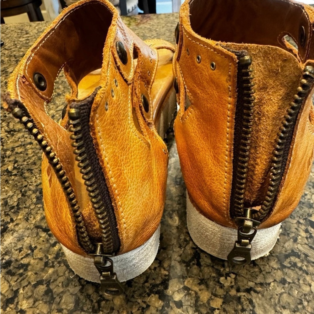 BED|STU Tan Leather Flatform Sandals with Zip Back Size 7 in EUC - Picture 5 of 9